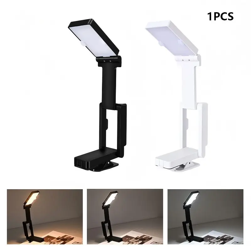 Foldable LED Desk Lamp, Rechargeable Portable Light, 3 Brightness Levels, Adjustable Eye Care Mini Lamp, Bed Reading, Book Lovers, Office, Home, Travel
