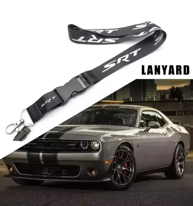 SRT Lanyard Neck Straps for Dodge Challenger Charger Durango Jeep Grand Cherokee Chrysler 300 SRT Hellcat - Black Keychain Lanyard