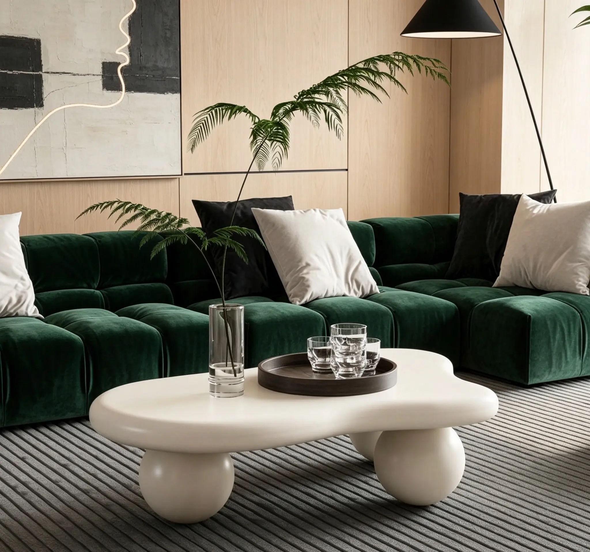 40-in Cloud-Shaped Coffee Table with 3 Ball Legs, Elegant Irregular Curve Tabletop, Durable Construction, Kid-Safe Edges, Kid- & Pet-Friendly, Max 200lbs Load, Ideal for Coffee Table Living Room