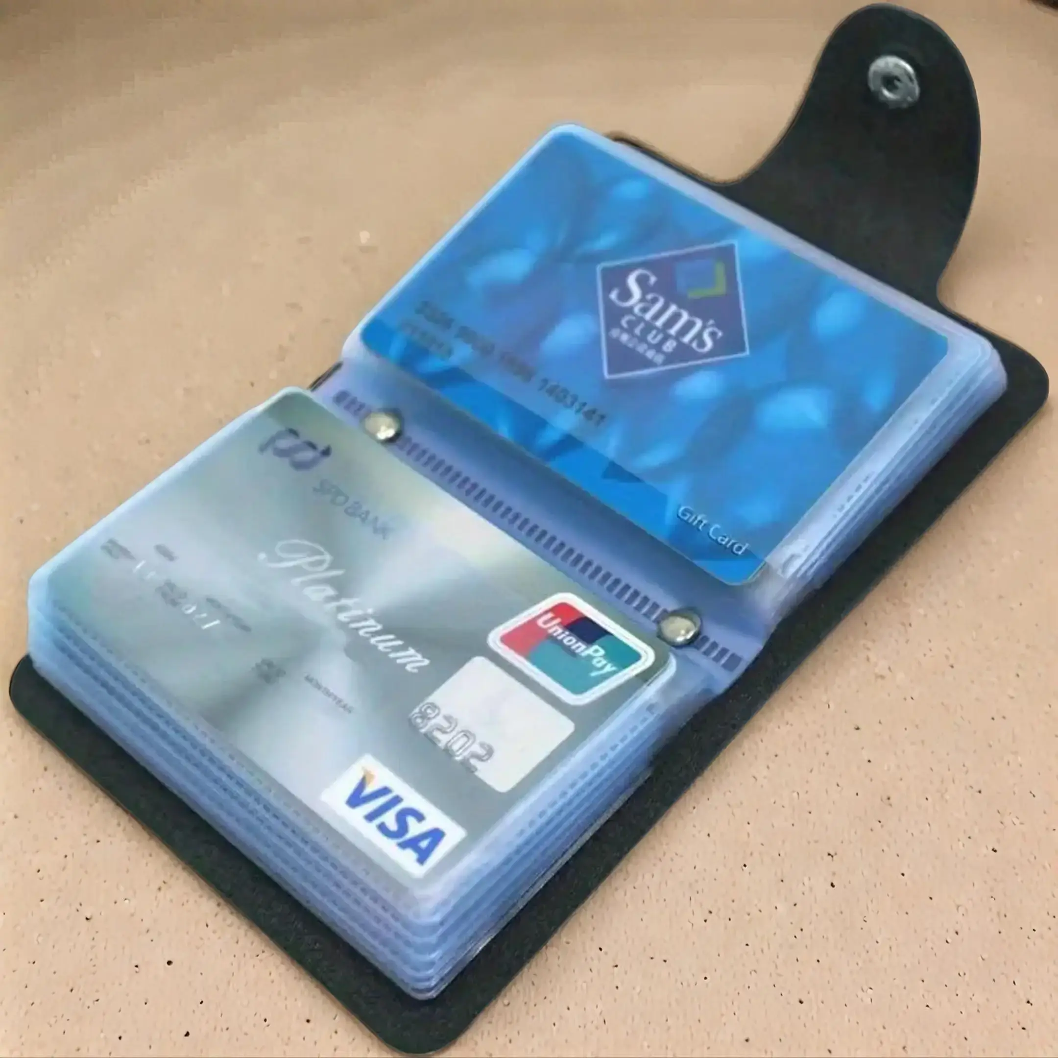 Waterproof Card Case Wallet with 24 Clear Slots, 1 Count Casual Business Card Organizer Holder with Snap Closure, Desk Organizer for Home, Corporate W