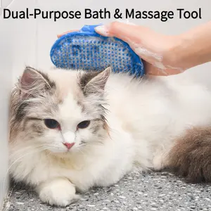 Pet Bath Brush Glove, Soft Silicone Dog & Cat Massage Grooming Brush, Gentle Shower Scrubber for Pets