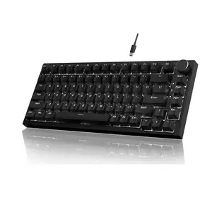 Attack Shark ajazz AK820 Mechanical Gaming Keyboard with Knob 75% Keyboard Hot Swappable Type-C Wired Gasket 5-Layer Noise Absorbing Foam White LED Backlit NKRO Linear Red Switch for PC/Win/Mac