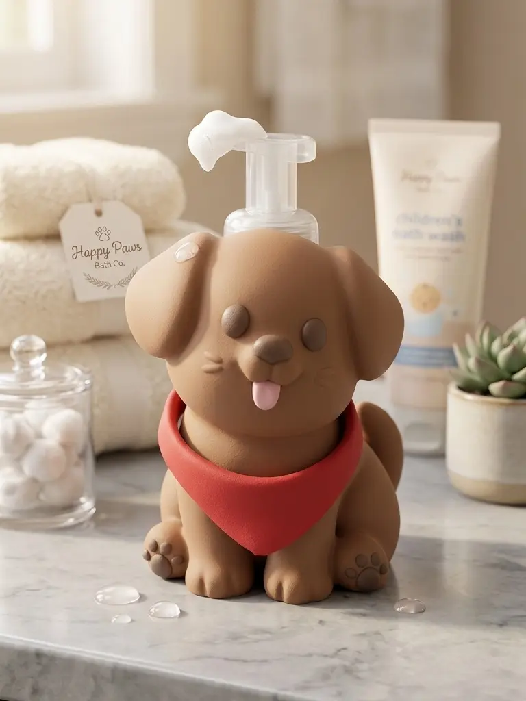 Cute 3D Printed Puppy Soap Holder | Fits Bath & Body Works Foaming Soap | Kawaii Dog Bathroom Decor & Countertop Stand Gift