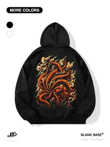 Naruto Nine-Tailed Fox Graphic Hoodie, Loose Fit Casual Pullover, Pocket Design, Breathable Outdoor Sportswear, Unisex Fashion