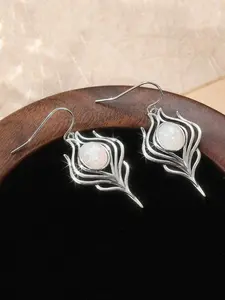 Bohemian Classic Style Copper Hand-Carved Earrings, Inlaid Artificial Opal, Women's Hook Earrings, Elegant Design, All Seasons, Fashionable Jewelry Accessories