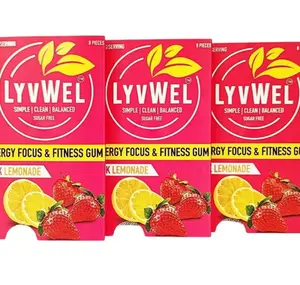 Caffeine Chewing Gum 3 Pack Pink Lemonade - 24 pieces, 80g per peace New Sport Energy Beverage Drink Flavor