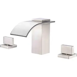 Roman Tub Faucet Brushed Nickel 3 Hole Widespread Bathtub Faucet with High Flow Waterfall Spout