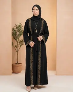 Black Abaya - Aesthetic Gold Design