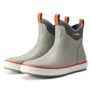 HISEA Men's Waterproof Deck Boots - Anti-Slip Neoprene Fishing Boots for Saltwater Boating Sailing High-Traction Ankle Rain Booties for Outdoor Marine Use Comfortable Flexible Footwear - Boy