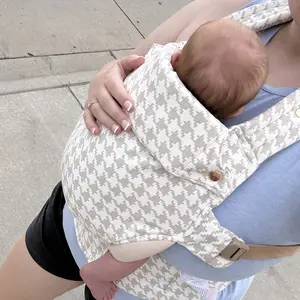 Ergonomic Geometric Houndstooth Checkerboard Baby Backpack Carrier, Breathable Cotton Blend, Adjustable 3-Position Criss Cross Straps for Weight Distribution, 3m+ 7-40 lbs Newborns/Toddlers, Unisex Spine-Safe Portable Hands-Free Travel Gear for Moms