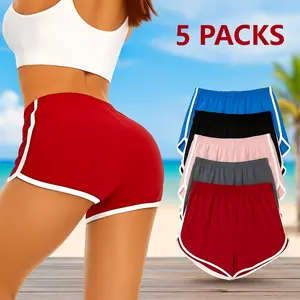 Ultra-Comfy 5-Piece Sleep Shorts Set for Women – Soft Yoga & Workout Lounge Shorts with Elastic Waist Bottom