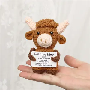 Handmade Knitted Highland Cow Figurine - Perfect Mother's Day Gift, Collectible Soft Animal, Huggable Stuffed Animal, Desktop Decorations, Unique Desktop Decor, Soft Stuffed Figure