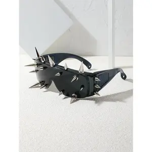 1 Pair Fashion Punk Style Spiked Design Sunglasses, Flat Top Frame Sunglasses, Novelty Sunglasses for Women & Men(Sheet)