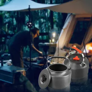 1pc Aluminum Alloy Portable Camping Kettle, Camping Kitchenware, Outdoor Cooking Supplies, 70oz/2L Large Capacity & Durable with Storage Bag, Ideal for Outdoor Adventures, Coffee & Tea Pot, Easy Pour Short Spout, Perfect Gift for Valentine's Day