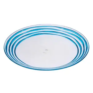 HomeRoots 520896 Swirl Acrylic Service for Four Dinner Plate Set, Clear & Blue - 4 Piece