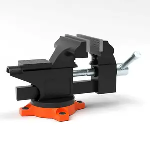 Bench Vise, 4.5-inch Jaw Width 3.3-inch Jaw Opening , 240-Degree Swivel Locking Base Multipurpose Vise with Anvil, Heavy Duty Cast Iron Workbench Vise with Bolts & Nuts, for Drilling, Pipe Cutti
