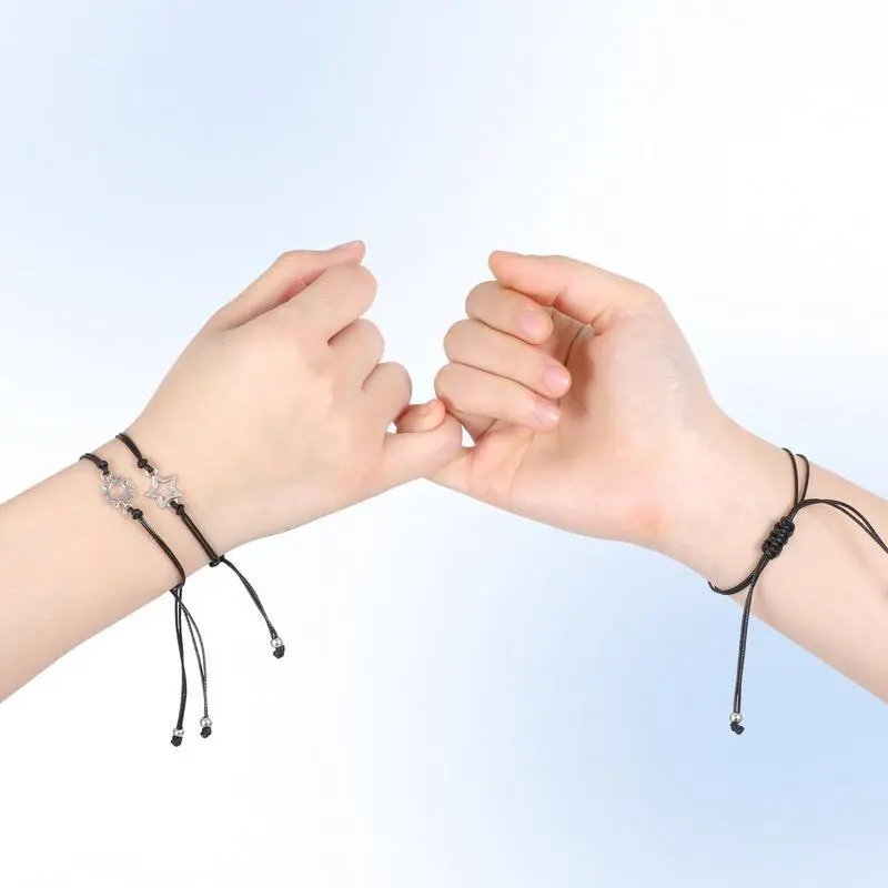 Pinky Promise Matching Bracelet 3 Sun Moon Star Friendship Bracelets Gift Friend Charm For Women Adjustable Braided Sister Family Teens Pinky Promise Matching Bracelet 3 Sun Moon Star Friendship Bracelets Gift Friend Charm For Women Adjustable Braided Sister Family Teens
