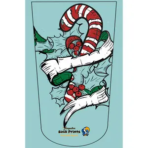 Amputee Sock "Candy Cane Wraped in Hollies V2", Prosthetic Limb Sock, 3ply Stump Sock