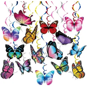 Summer Spring Butterfly  Swirl Party Supplies 30 Pack Butterfly Party Decor for  Butterfly Birthday  Shower Decorations Foil Ceiling Streamers Decor for Wedding  Party Girls 1st birthday Party