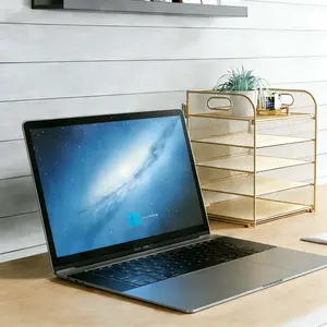 Large Capacity File Storage Rack, Office Home Document Organizer, /gold/rose Gold Desktop File Holder, Five Layers with Handle