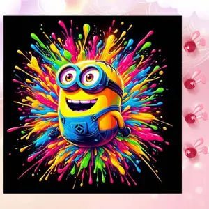 5D DIY Full Drill Round Diamond Painting - Diamond Art Kit Minion Splash Mosaic, Canvas - DIY Decorative Painting, Home Wall Decor, Suitable for Halloween and Christmas, Birthday and Anniversary Gifts, Diamond Art Tools