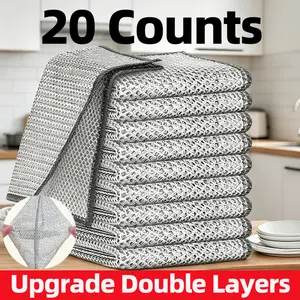 20 pcs double-layer washing cloth, dry and wet, multi-purpose and non-scratch wire dishcloth. It is suitable for kitchen cleaning. It can be reused to clean kitchens, sinks, pots and pans, etc.Mother's Day gift. She'll love it very much.