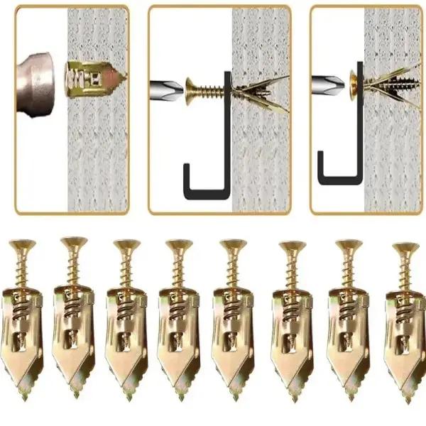 120pcs Count Drywall Self Drilling Anchors andScrews,Easy Application,No Drill or Holes inWall,Heavy-Duty Zinc-Plated Steel Anchors withSelf-Tapping Screws,Hollow Screws and Anchorsfor TV,Bicycle,Cabinet Fixing Accessories.
