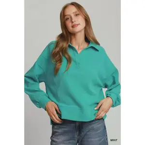 Brushed Waffle Polo Pullover – Soft & Relaxed Everyday Fit