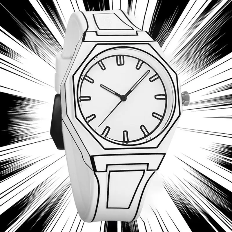 Cartoon Simple Design Silicone Quartz Watch Casual Sports Waterproof Unisex Student Wristwatch for Daily Use