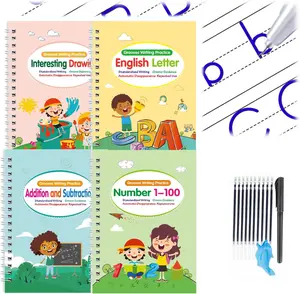 WTADAY Reusable Handwriting Practice Copybook Set with 4 Handwriting Practice Books, 1 Pen, 6 Pen Refills & 1 Pen Grip, School & Educational Supplies