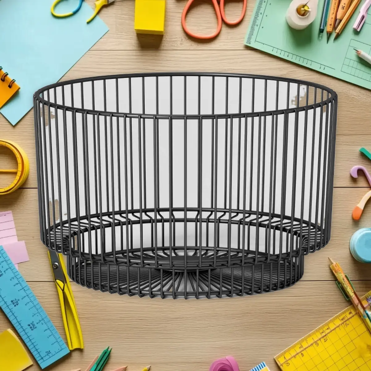 18.75"x11.75" Metal Wire Basket Black - Black Metal Wire Basket, for Home Organization, Sturdy Design, Threshold