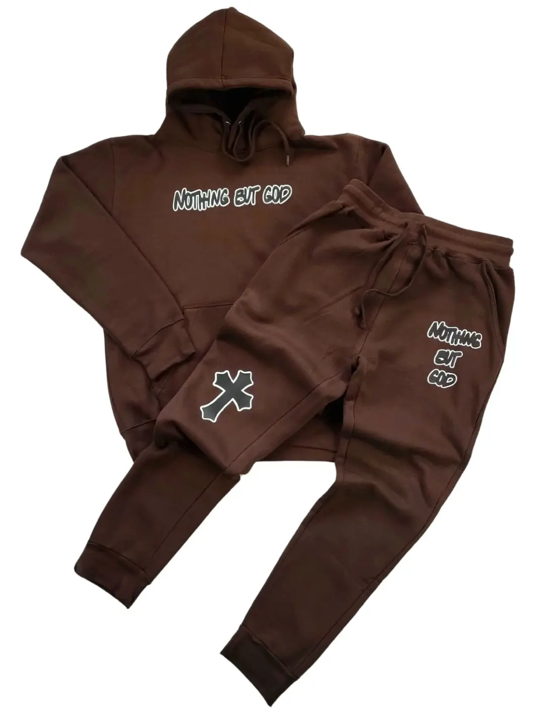 Nothing But God Sweatpants & Hoodie Set [Brown]