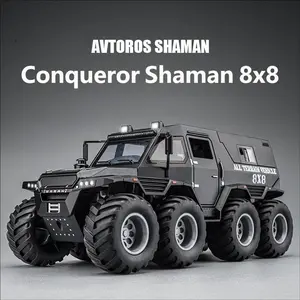 1:32 Conqueror Car Model Siberian Off-Road Alloy Pickup Truck, Boy Toy, Birthday Gift, 4 Doors, Sound Effect, Light, Suspension, Detachable Roof, Diecast Metal Car