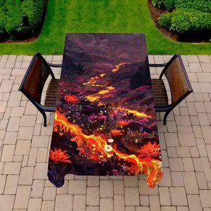 Conscious Sales C1TCLRGEZVB0DK 58 x 102 in. Bloom & Eruption Black Tablecloth for Indoor & Outdoor Decor