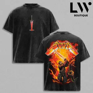 [Collection] DOOM 3- The Dark Ages Power 2026 Washed Tee for True FPS Warriors Heavyweight Cotton Vintage Game Shirt DOOM Slayer-Inspired Merch Game Fan Essential Bold Graphic Streetwear for Men Clothes Classic Apparel TJ4
