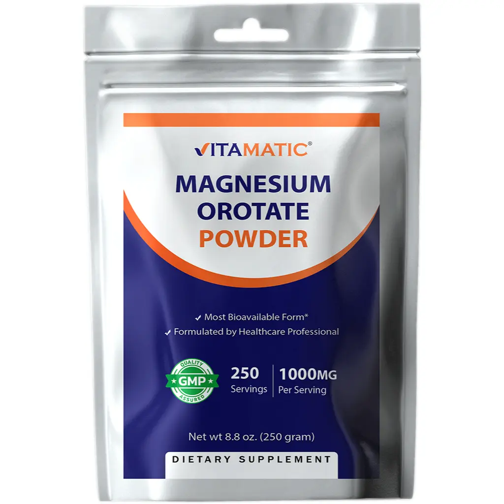 Vitamatic Magnesium Orotate 1000mg per Serving Supports Muscle, Joint, and Heart Health 250 Grams - 250 Servings