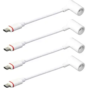 4-Pack White Barrel Plug to USB-C Adapter Compatible with Ring Solar Panel & USB-C Cameras, Compatible with Spotlight Cam Pro, Stick Up Cam Pro, Spotlight Cam Plus /Solar Plug  Cameras