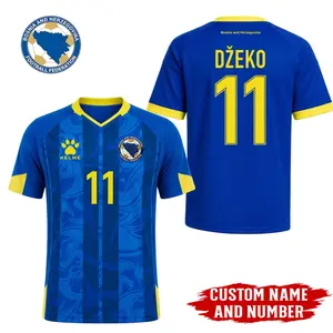 [Custom Name & Number] Kelme Bosnia and Herzegovina home jersey Edin Džeko with number 11, US Version Men's Jersey (Made in USA）