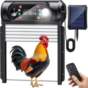 Automatic Chicken Coop Door Solar , Large 9.45" x 10" Opening, Roll-Up Auto Chicken Door Opener with Light Sensor, Timer & Remote Control, Anti-Pinch , Weatherproof for Outdoor