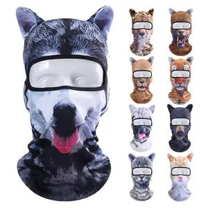 3D Breathable and Strentchable Animal Balaclava Bicycle Cycling Ski Hats Party Cat Dog Full Face Mask Funny Neck Gaiter Windproof Soft Animal with Ears Hats for Music Festivals, Raves, Ski, Party and Outdoor Activities,cat ear