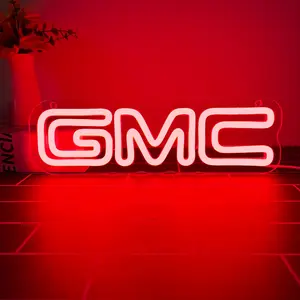 Vibrant GMC LED neon Light,red neon sign art wall hanging multi-purpose car sign,USB powered,gift for man,perfect for garage, parking lot, truck bed, club, Man Cave, Home Decor Lighting