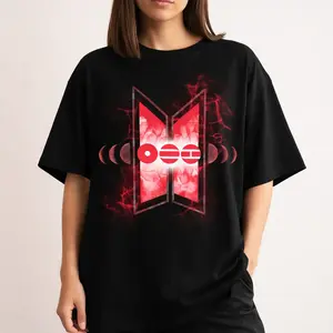 Kpop Inspired Red Neon Graphic Tee, Concert Tour 2026 Style Shirt, Music Fan Aesthetic T-Shirt, Streetwear Unisex Gift