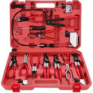 16PCS Hose Clamp Pliers, Hose Clamp Removal Tool Kit with Long Reach & Flexible Wire Tools for Fuel, Oil, Coolant, Radiator Hoses and Electrical