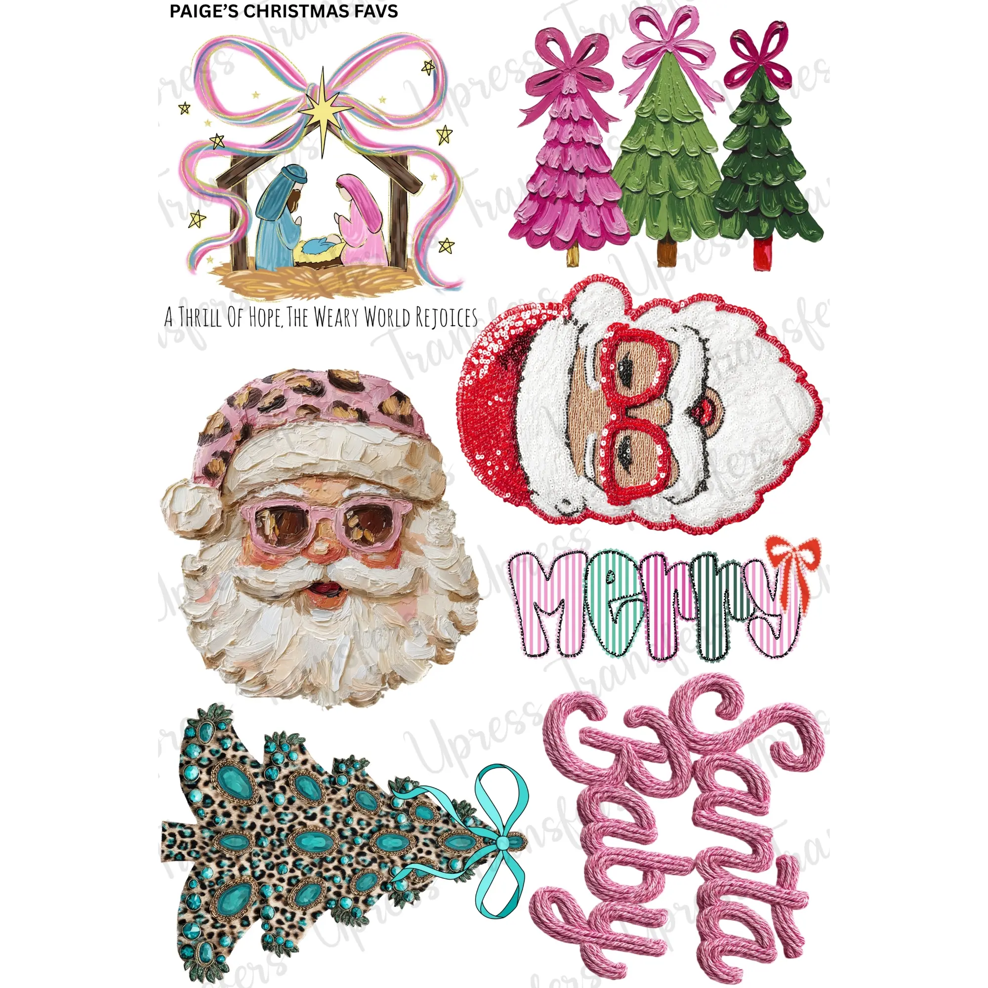 Paige's Christmas Favs DTF Transfer Gang Sheet 24.5" x 36" for DIY Enthusiasts with Joy to the World Script & Vintage Nutcrackers Cozy Handmade Aesthetic