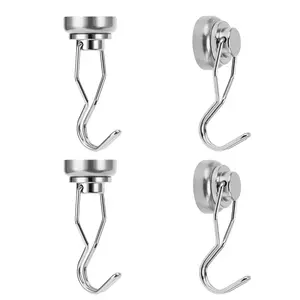 Swivel netic Hooks 50lbs Heavy Duty Grill net Hooks 4 Pack with Scratch Proof Stickers  for  Refrigerator Kitchen Store Grill BBQ Office Warehouse ()