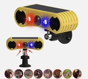 Solar Outdoor Motion Sensor Alarm with Ultrasonic Siren 4 Modes of Flashing Lights for Home Security