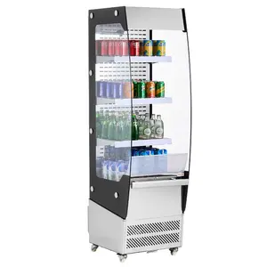 VEVOR Open Air Merchandiser, 3-Tier Shelving Commercial Refrigerator, Grab and Go Display Cooler Refrigerator with Air Curtain, 4 Swivel Wheels, LED Light, for Restaurants, Stores, Office, 7.8cu. ft.