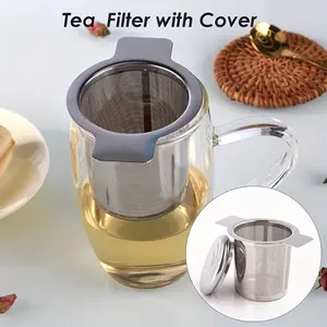 Stainless Steel Tea Infuser with Lid, Double Ear Tea Strainer, Coffee Filter, Tea Accessory
