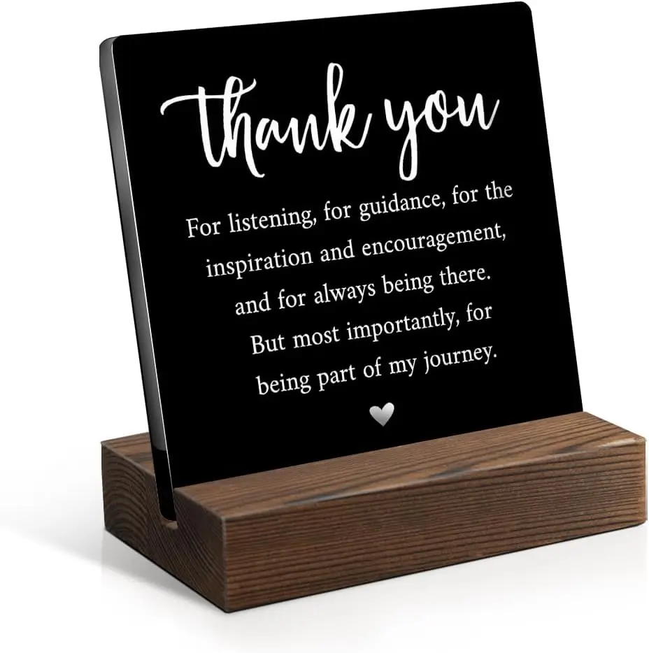 Thank You Acrylic Sign with Wooden Stand, Appreciation Gifts for Men Women Boss Lady Mentor Leader Manager Teacher Supervisor Principal Coworkers, Administrative Professional Day Present