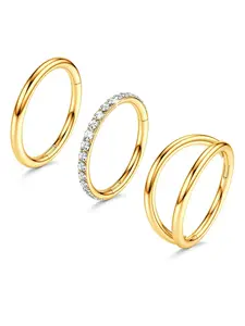 Unisex Rhinestone Decorated Nose Ring, Casual Stainless Steel Body Jewelry for Party, Daily Clothing Decor for Men & Women, Thoughtful Gift, Nose Piercing Jewelry